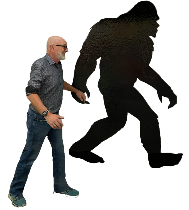 Scott Carson walking with Bigfoot